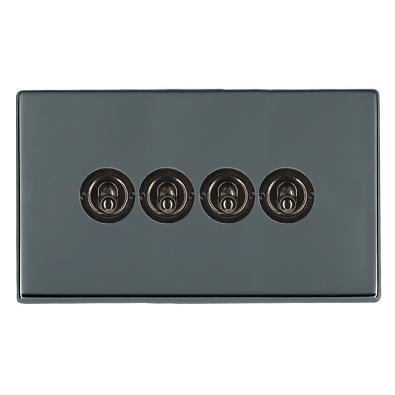 Hartland G2 Black Nickel 4 gang 20AX 2 Way Toggle Black Nickel