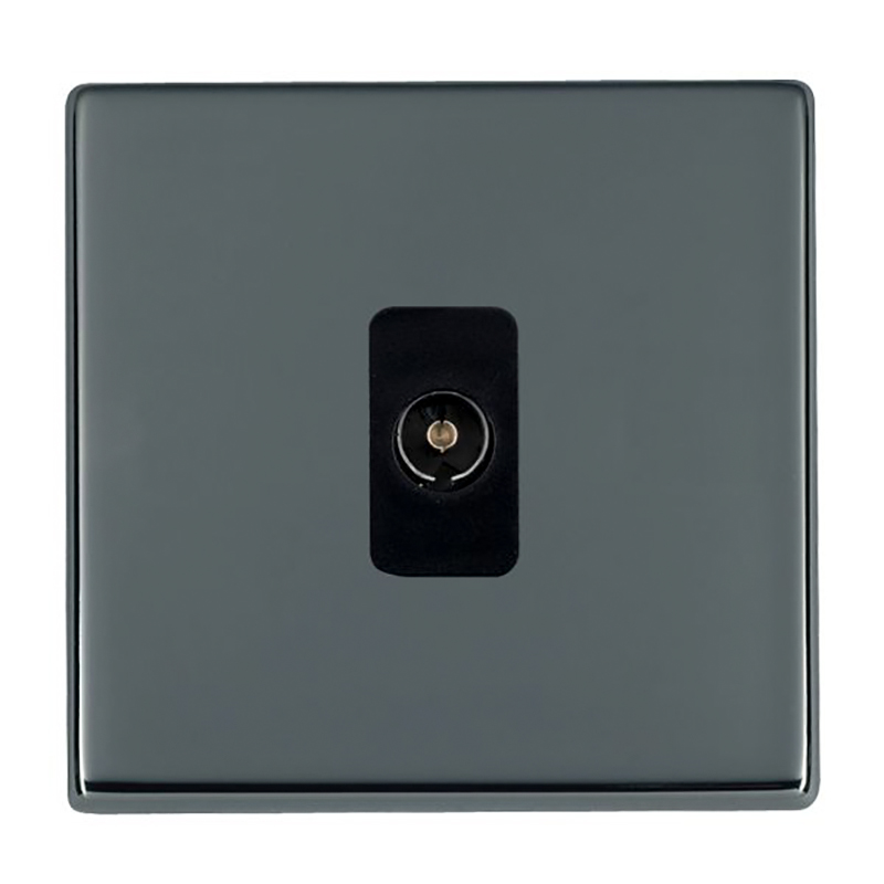 Hartland G2 Black Nickel 1 gang Isolated TV 1in/1out Black