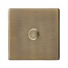 Hartland G2 Antique Brass 1 gang 250W LED 2 Way Push On/Off Rotary Dimmer Antique Brass Minimum Load = 5W(LED) Maximum Load = 250W(LED) Trailing Edge / 150W(LED) Leading Edge