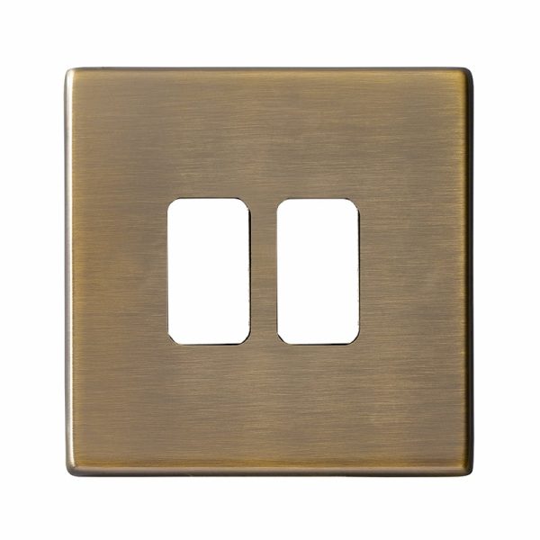 Hartland G2 GRID-IT Antique Brass 2 Gang Grid Fix Aperture Plate with Grid