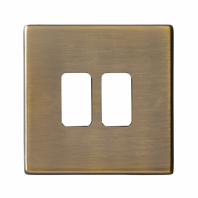 Hartland G2 GRID-IT Antique Brass 2 Gang Grid Fix Aperture Plate with Grid