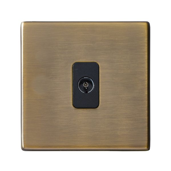 Hartland G2 Antique Brass 1 gang Non-Isolated Television 1in/1out Black