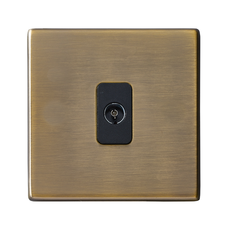 Hartland G2 Antique Brass 1 gang Isolated TV 1in/1out Black