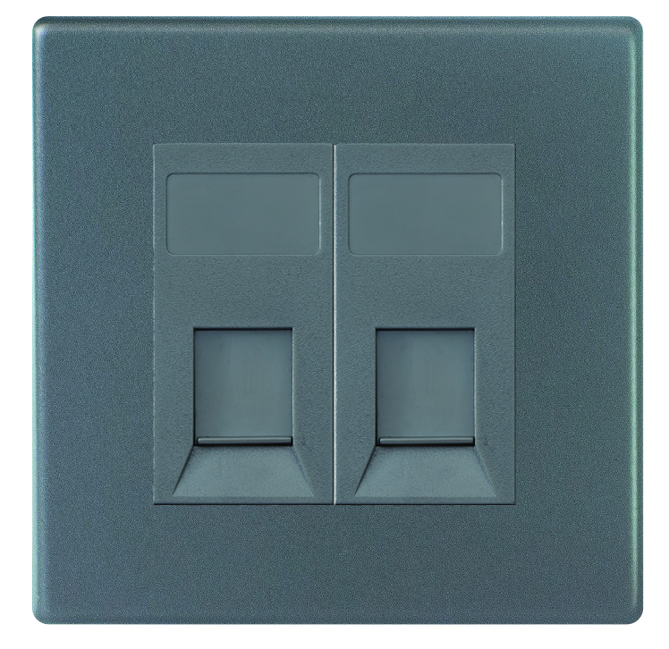 Hartland G2 Anthra Gray 2 gang RJ45 CAT 6 Outlet – Unshielded Quartz Grey