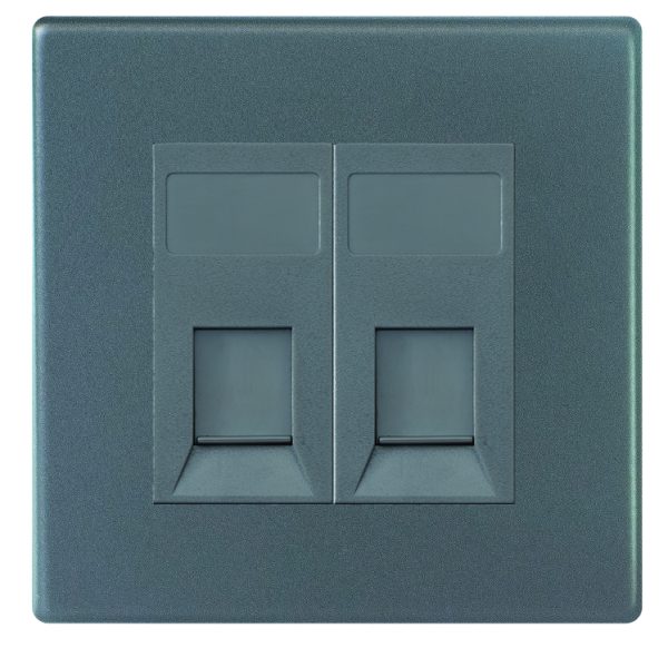 Hartland G2 Anthra Gray 2 gang RJ45 CAT 5E Outlet - Unshielded Quartz Grey