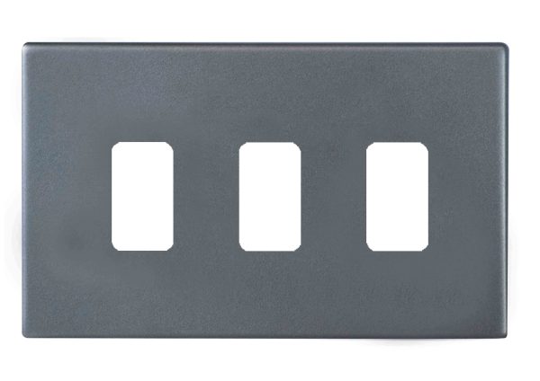 Hartland G2 GRID-IT Anthra Gray 3 Gang Grid Fix Aperture Double Plate with Grid