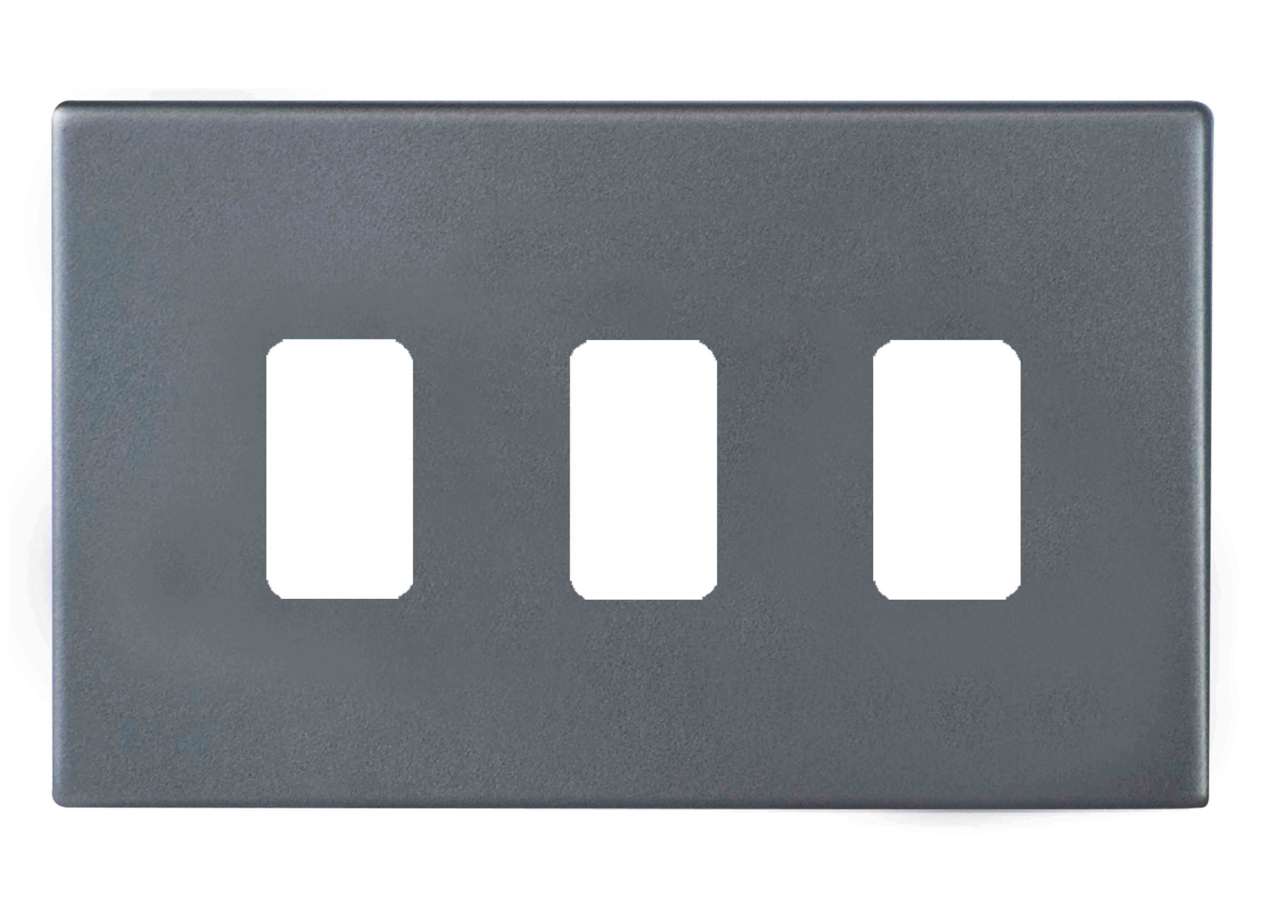 Hartland G2 GRID-IT Anthra Gray 3 Gang Grid Fix Aperture Double Plate with Grid