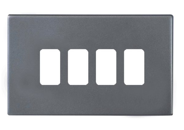 Hartland G2 GRID-IT Anthra Gray 4 Gang Grid Fix Aperture Double Plate with Grid
