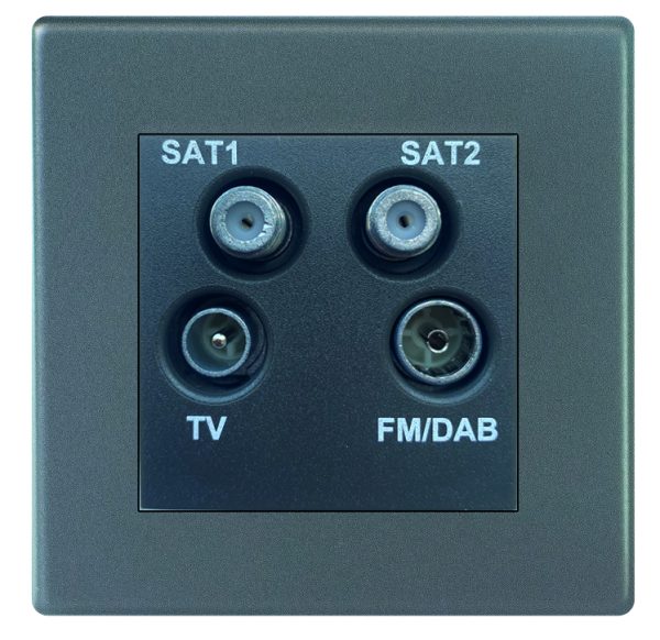 Hartland G2 Anthra Gray Non-Isolated TV+FM+SAT1+SAT2 Quadplexer 2in/4out (DAB Compatible) Quartz Grey