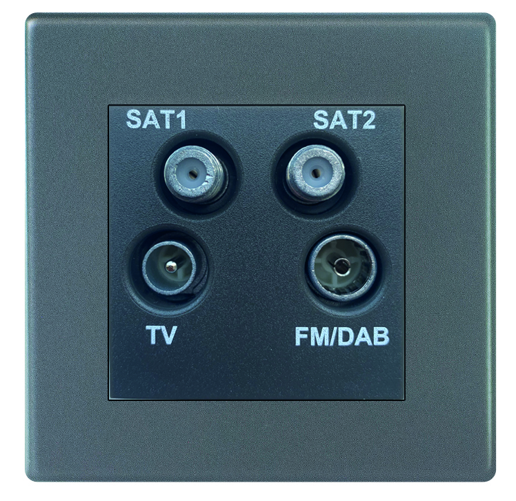 Hartland G2 Anthra Gray Non-Isolated TV+FM+SAT1+SAT2 Quadplexer 2in/4out (DAB Compatible) Quartz Grey