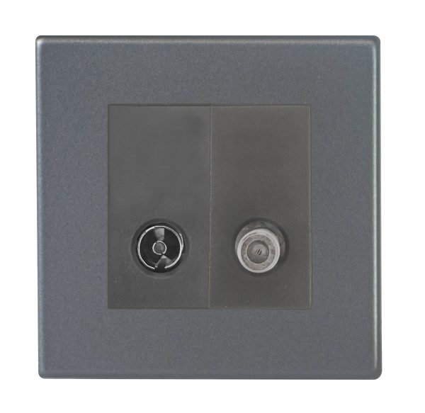 Hartland G2 Anthra Gray 2 gang Non-Isolated TV+Satellite 2in/2out Quartz Grey