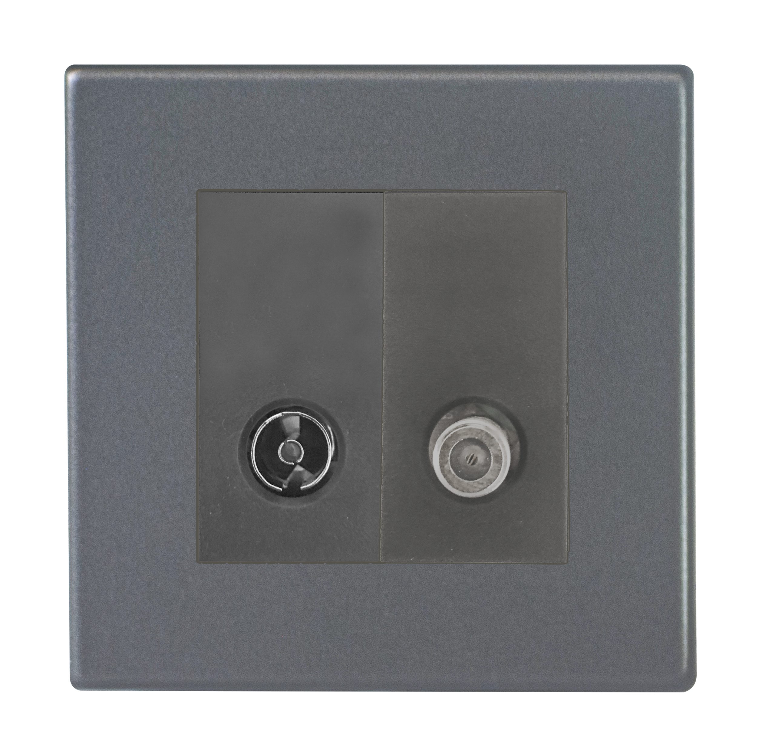 Hartland G2 Anthra Gray 2 gang Non-Isolated TV+Satellite 2in/2out Quartz Grey