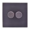 Hartland G2 Etrium Bronze 2 gang 100W LED 2 Way Push On/Off Rotary Dimmer Etrium Bronze