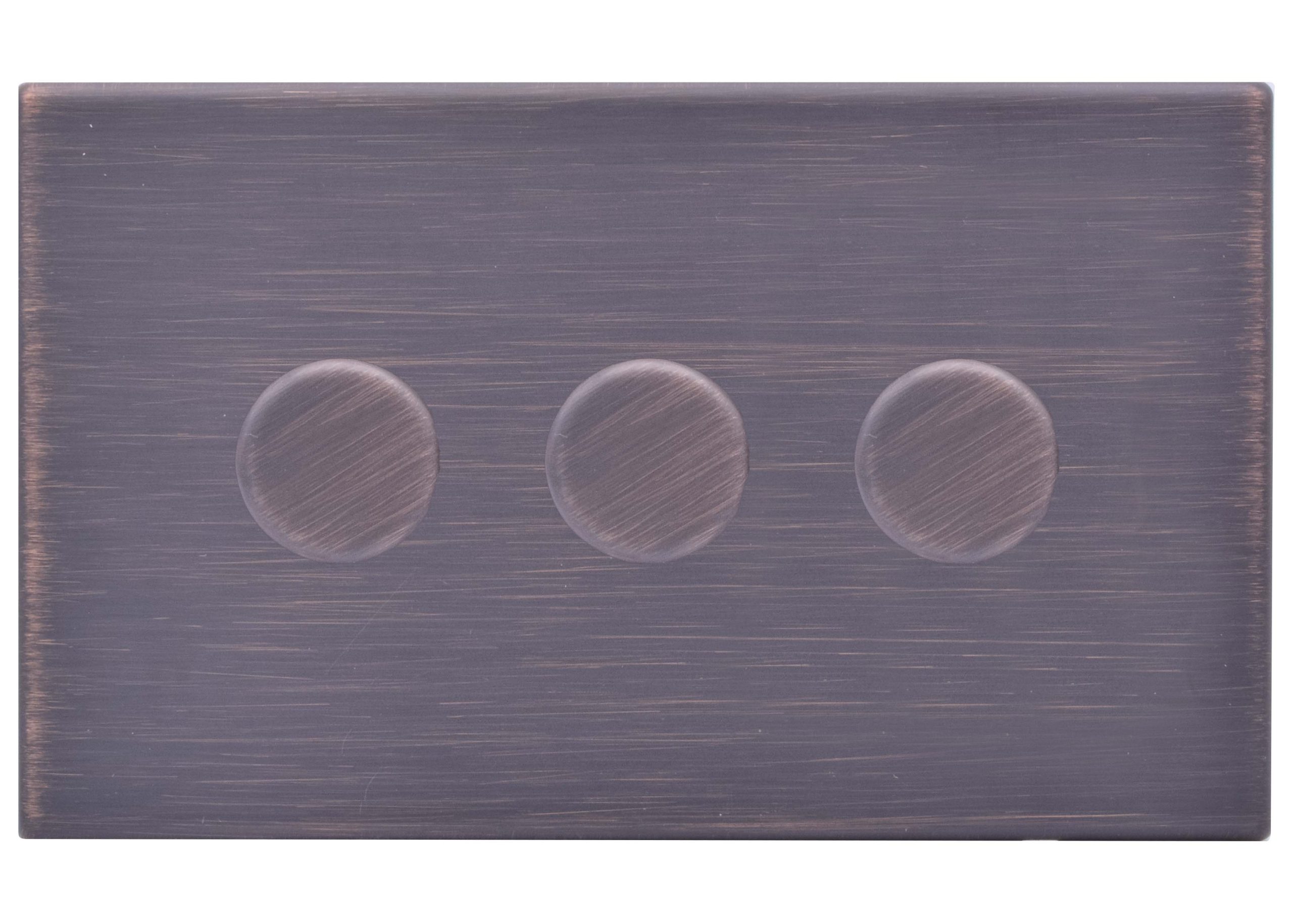 Hartland G2 Etrium Bronze 3 gang 100W LED 2 Way Push On/Off Rotary Dimmer Etrium Bronze