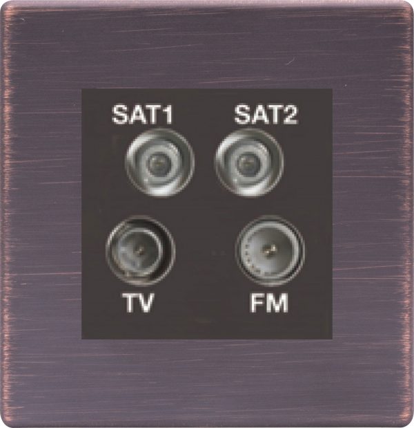 Hartland G2 Etrium Bronze Non-Isolated TV+FM+SAT1+SAT2 Quadplexer 2in/4out (DAB Compatible) Black