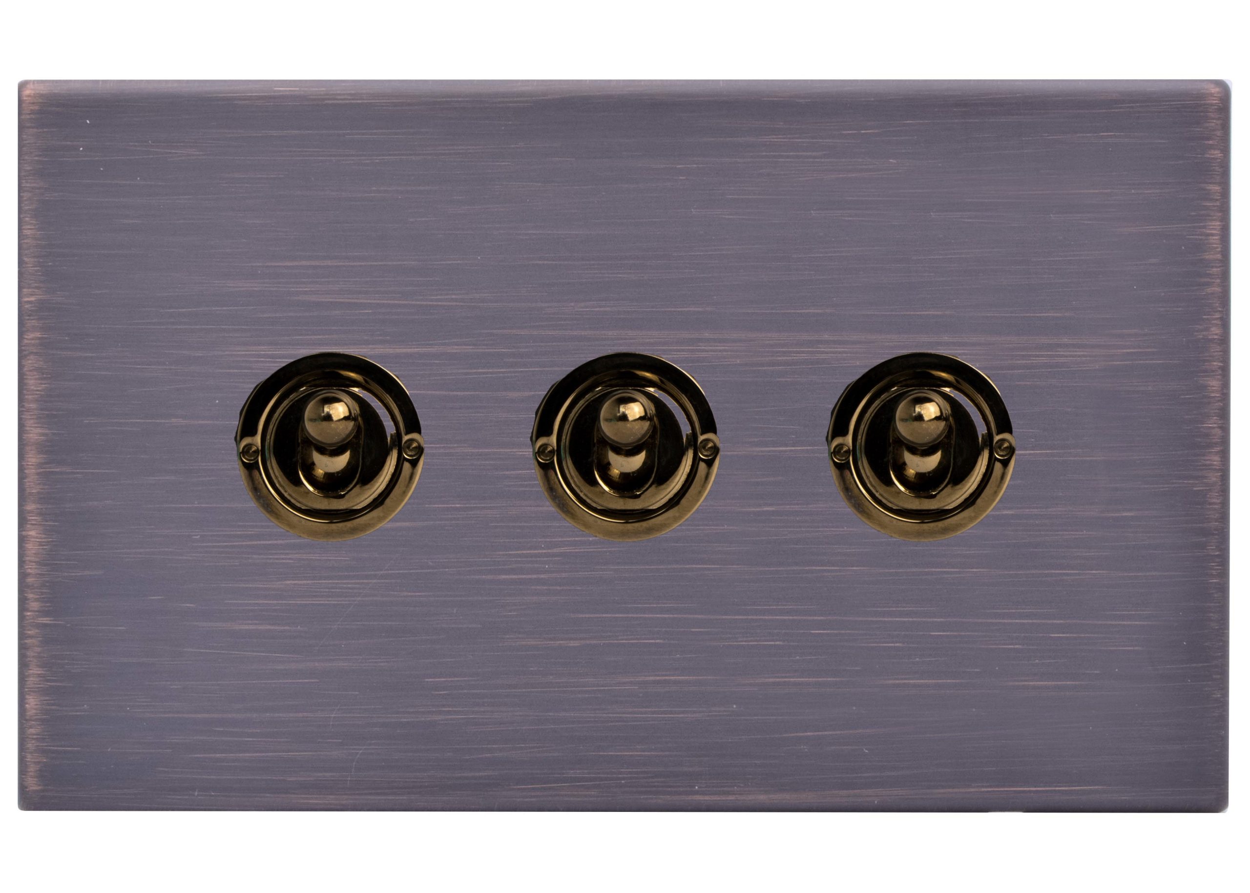 Hartland G2 Etrium Bronze 3 gang 20AX 2 Way Toggle Black Nickel