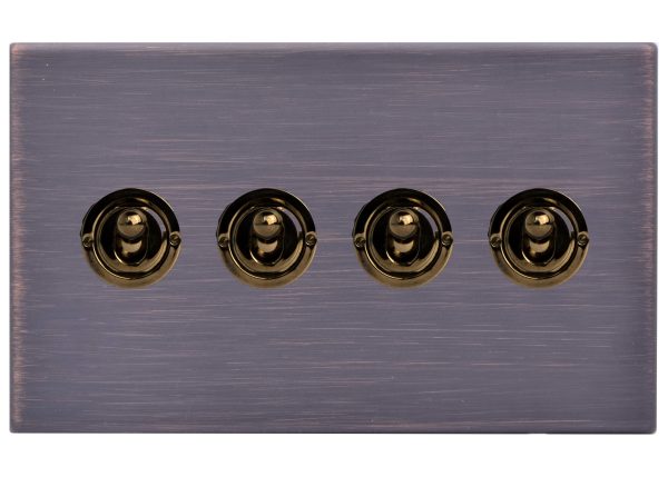 Hartland G2 Etrium Bronze 4 gang 20AX 2 Way Toggle Black Nickel