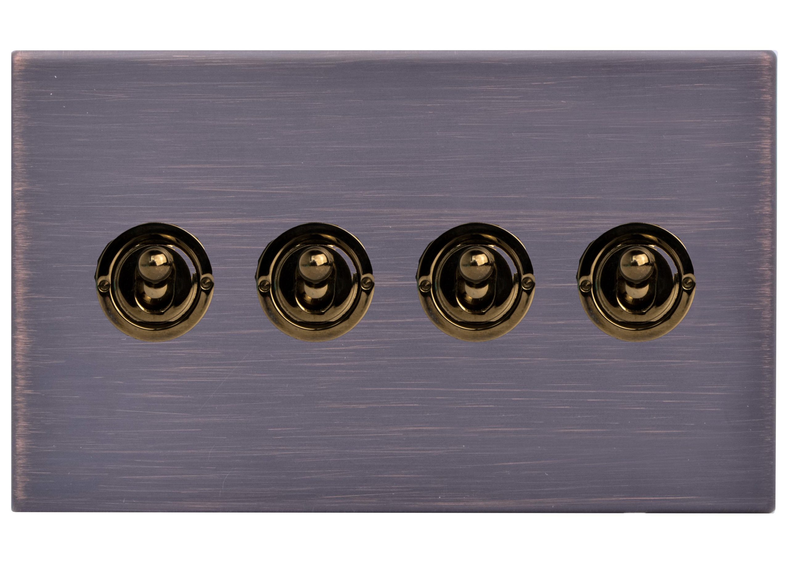Hartland G2 Etrium Bronze 4 gang 20AX 2 Way Toggle Black Nickel