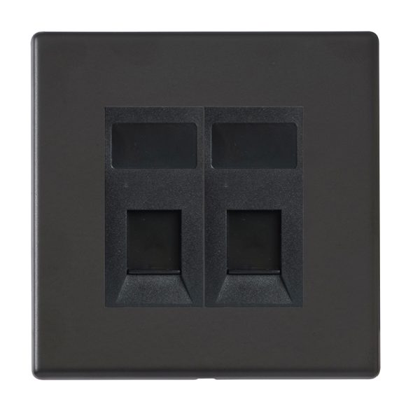 Hartland G2 Matt Black 2 gang RJ45 CAT 5E Outlet - Unshielded Black