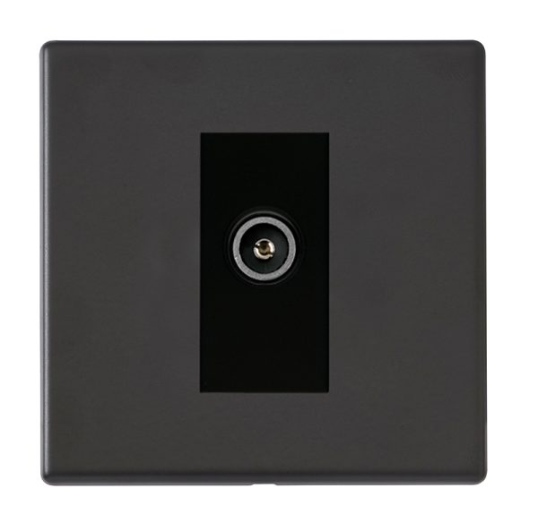 Hartland G2 Matt Black 1 gang Non-Isolated TV (Female) (DAB Compatible) Black