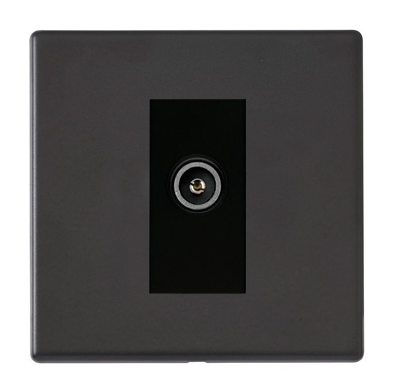 Hartland G2 Matt Black 1 gang Non-Isolated TV (Female) (DAB Compatible) Black