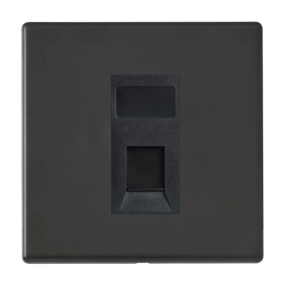 Hartland G2 Matt Black 1 gang RJ45 CAT 5E Outlet - Unshielded Black