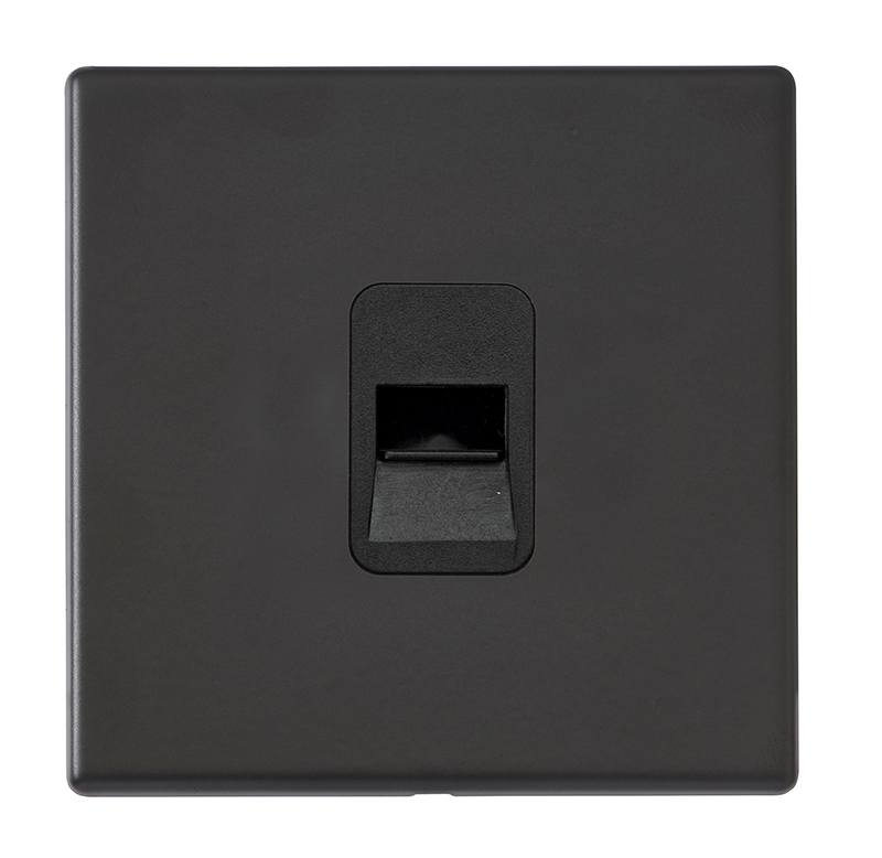 Hartland G2 Matt Black 1 gang Telephone Slave Black