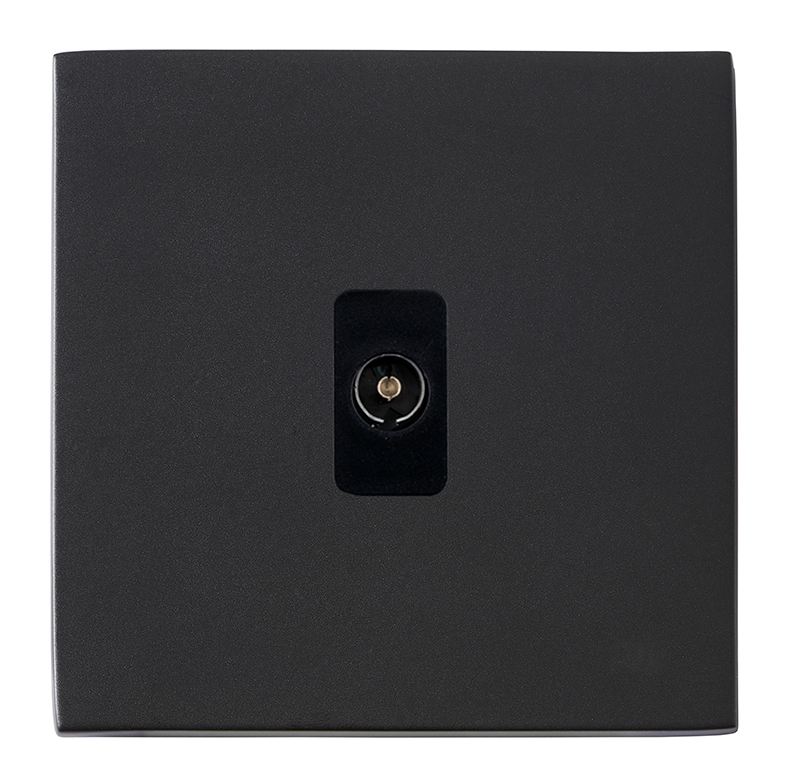 Hartland G2 Matt Black 1 gang Non-Isolated Television 1in/1out Black
