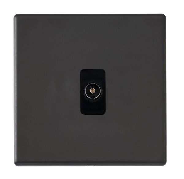 Hartland G2 Matt Black 1 gang Isolated TV 1in/1out Black