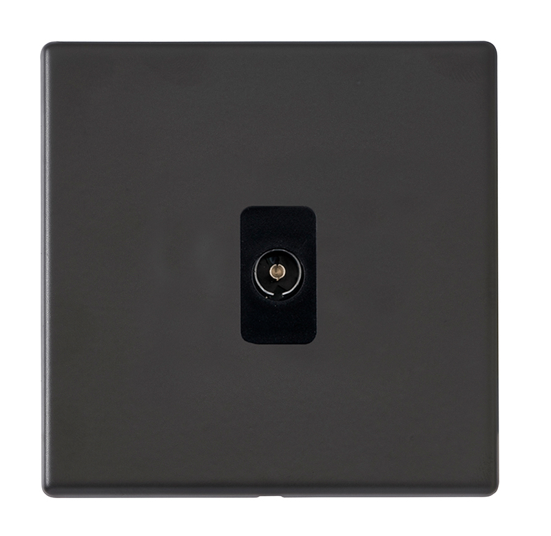 Hartland G2 Matt Black 1 gang Isolated TV 1in/1out Black