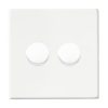 Hartland G2 Matt White 2 gang 100W LED 2 Way Push On/Off Rotary Dimmer Matt White