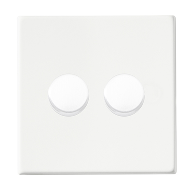 Hartland G2 Matt White 2 gang 250W LED 2 Way Push On/Off Rotary Dimmer Matt White Minimum Load = 5W(LED) Maximum Load = 250W(LED) Trailing Edge / 150W(LED) Leading Edge per gang