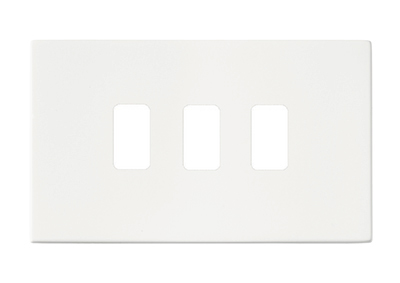 Hartland G2 GRID-IT Matt White 3 Gang Grid Fix Aperture Double Plate with Grid