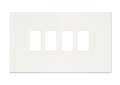 Hartland G2 GRID-IT Matt White 4 Gang Grid Fix Aperture Double Plate with Grid
