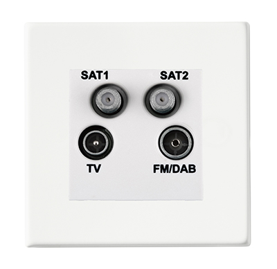 Hartland G2 Matt White Non-Isolated TV+FM+SAT1+SAT2 Quadplexer 2in/4out (DAB Compatible) White
