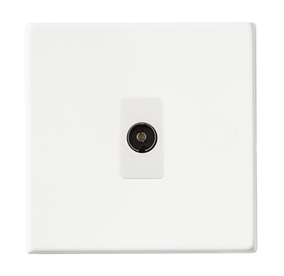 Hartland G2 Matt White 1 gang Isolated TV 1in/1out White