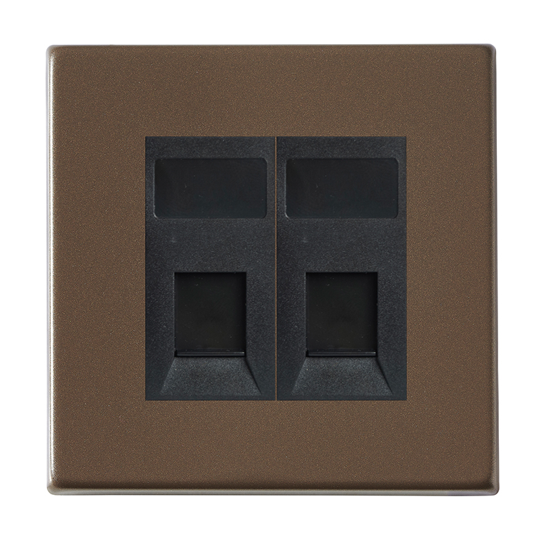 Hartland G2 Richmond Bronze 2 gang RJ45 CAT 6 Outlet – Unshielded Black