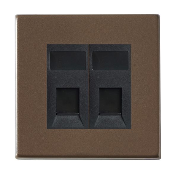 Hartland G2 Richmond Bronze 2 gang RJ45 CAT 5E Outlet - Unshielded Black