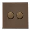 Hartland G2 Richmond Bronze 2 gang 100W LED 2 Way Push On/Off Rotary Dimmer Richmond Bronze