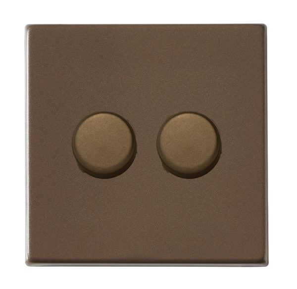 Hartland G2 Richmond Bronze 2 gang 100W LED 2 Way Push On/Off Rotary Dimmer Richmond Bronze
