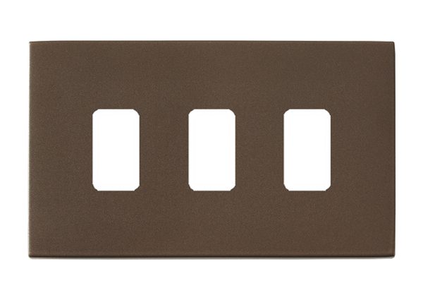 Hartland G2 GRID-IT Richmond Bronze 3 Gang Grid Fix Aperture Double Plate with Grid