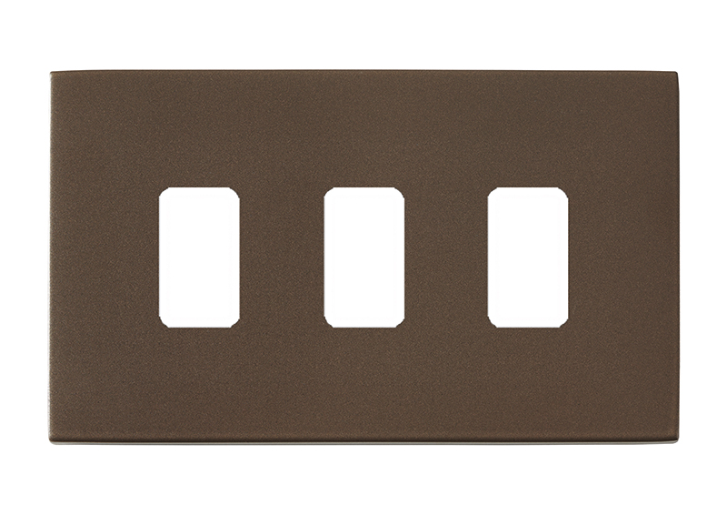 Hartland G2 GRID-IT Richmond Bronze 3 Gang Grid Fix Aperture Double Plate with Grid
