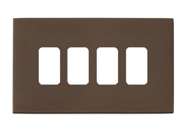 Hartland G2 GRID-IT Richmond Bronze 4 Gang Grid Fix Aperture Double Plate with Grid