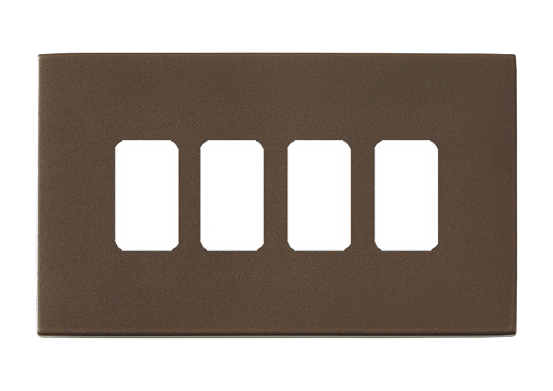 Hartland G2 GRID-IT Richmond Bronze 4 Gang Grid Fix Aperture Double Plate with Grid