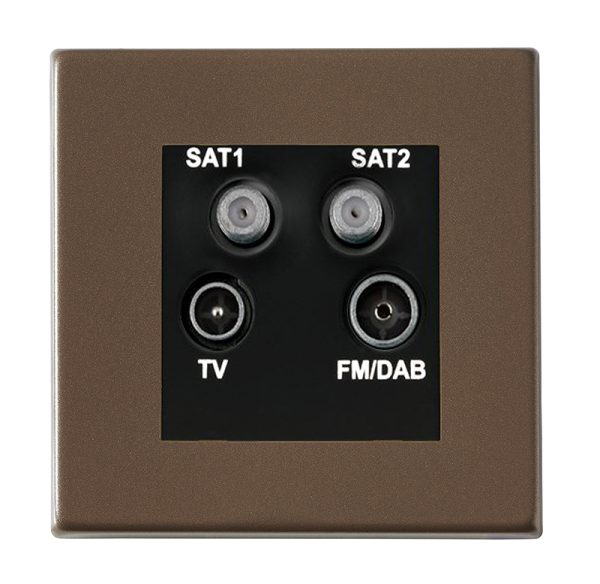 Hartland G2 Richmond Bronze Non-Isolated TV+FM+SAT1+SAT2 Quadplexer 2in/4out (DAB Compatible) Black