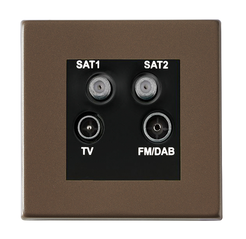 Hartland G2 Richmond Bronze Non-Isolated TV+FM+SAT1+SAT2 Quadplexer 2in/4out (DAB Compatible) Black