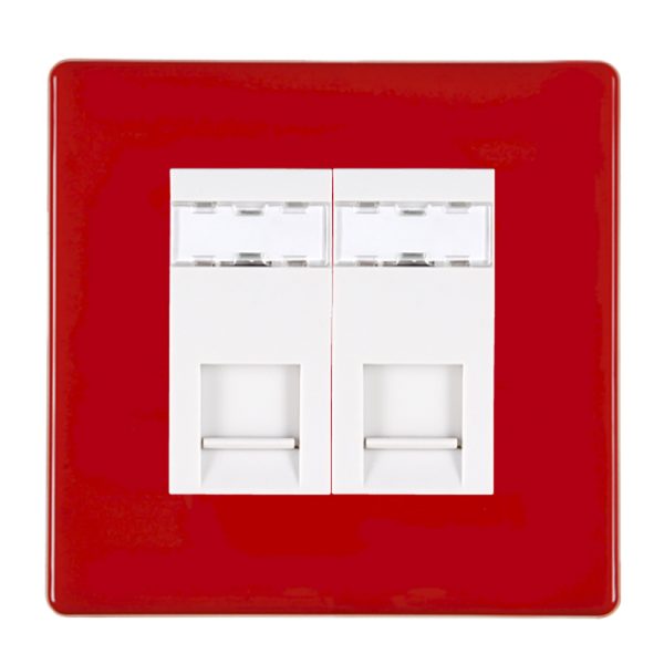 Hartland CFX Colours Pillar Box Red 2 gang RJ12 Outlet - Unshielded White