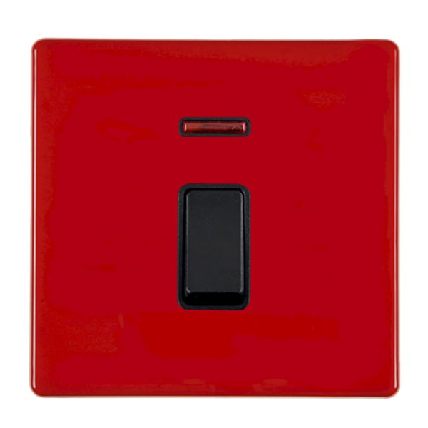 Hartland CFX Colours Pillar Box Red 1 gang 20AX Double Pole Rocker and Neon Black/Black