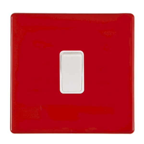 Hartland CFX Colours Pillar Box Red 1 gang 20AX Intermediate Rocker White/White