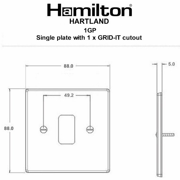 Hartland Grid-IT Matt Black 1 gang Grid Fix Aperture Plate with Grid – NOT Suitable for Over Painting